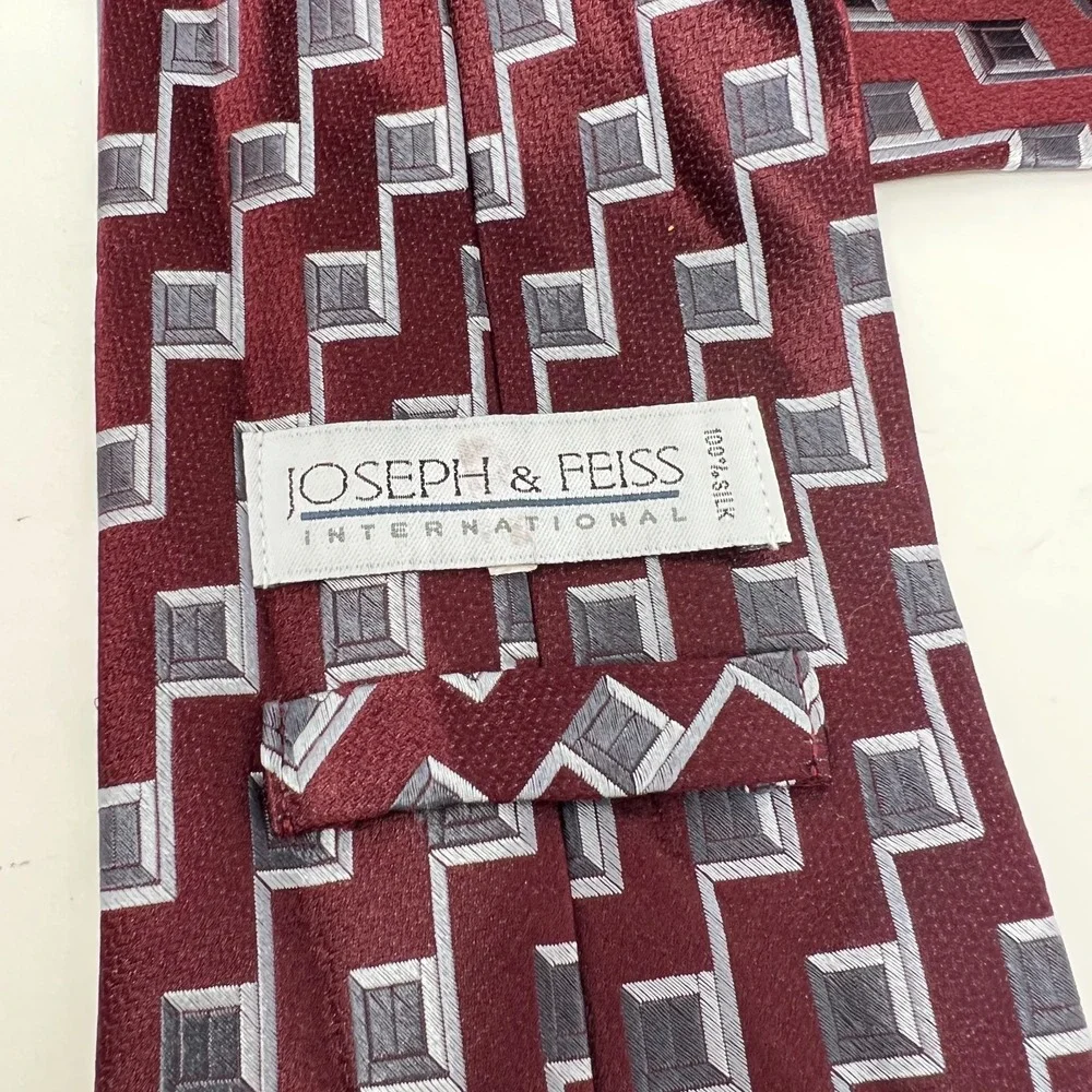 Joseph & Feiss International 100% Silk Men's Tie Geometric X-Long‎